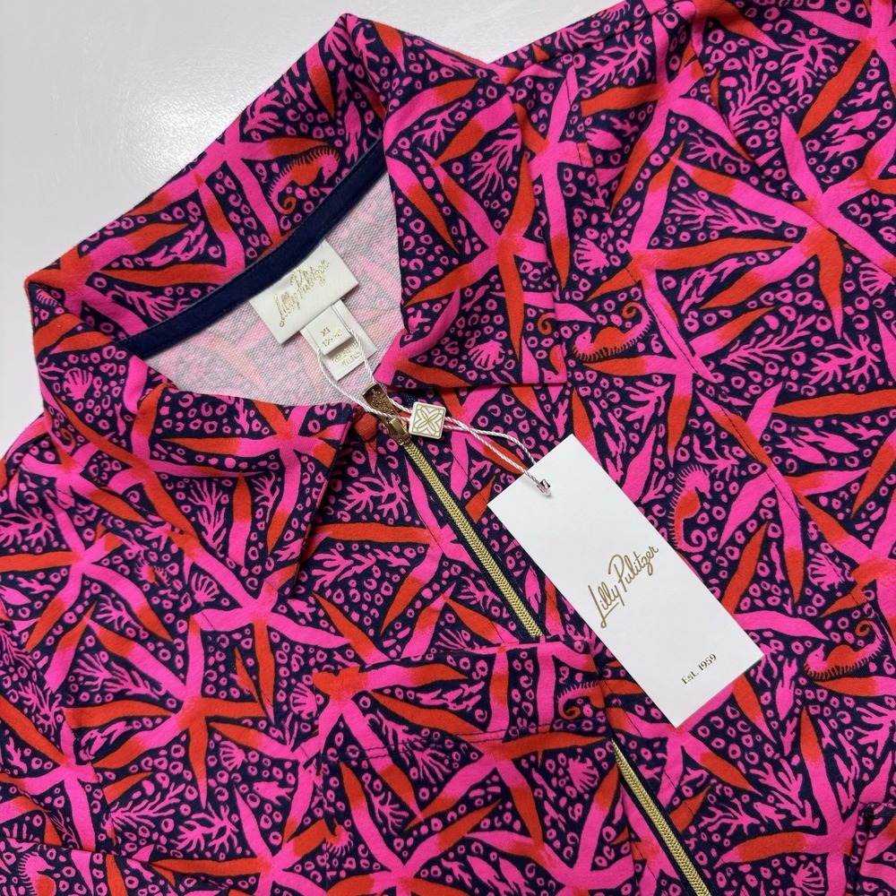 NWT Lilly Pulitzer Girls Mini Eleni Half Zip Pullover XL 12-14 Star Searching